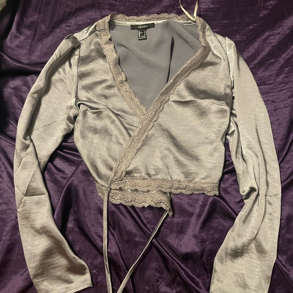 Silk tie front top